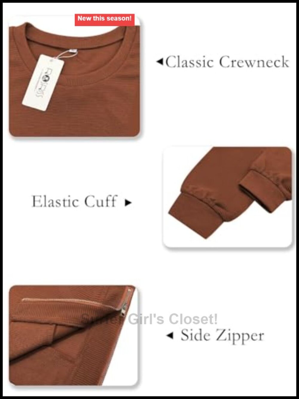 Plus Size Oversized Sweatshirt Long Sleeve Crewneck Side Slit Zipper Pullover - Picture 2 of 4